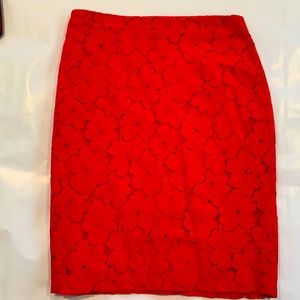 Red Lace Pencil Skirt